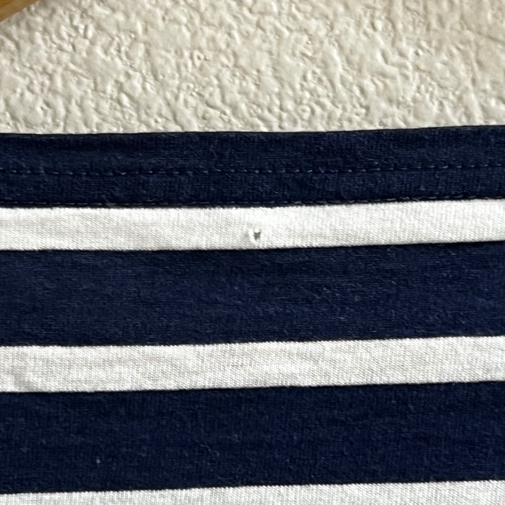 J.Crew Net-A-Porter Women Navy White Striped Sequin French Bulldog Tee M - Picture 8 of 8